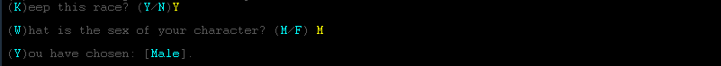 A screenshot of gender selection.