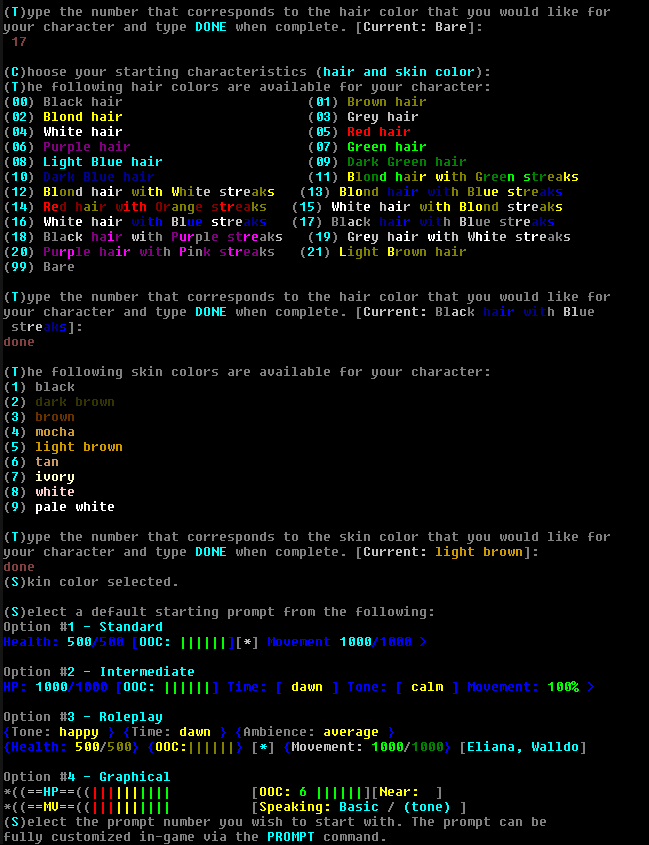 A screenshot of the custom features and prompt selections.