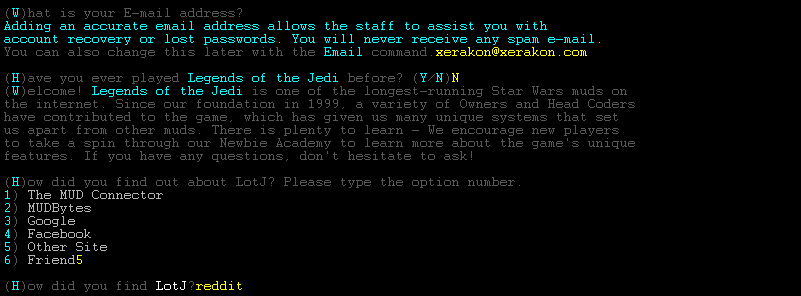 A screenshot of e-mail address input and a referral question.