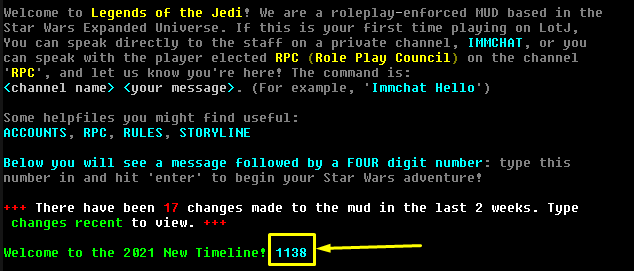 A screenshot of the 4-digit code to enter the game.