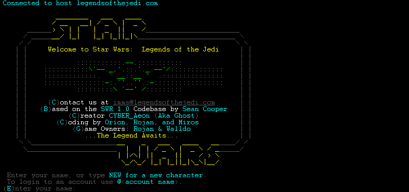 A screenshot of the LotJ login screen.